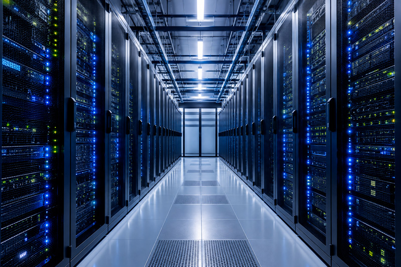 Rack di server dedicati in un data center svizzero